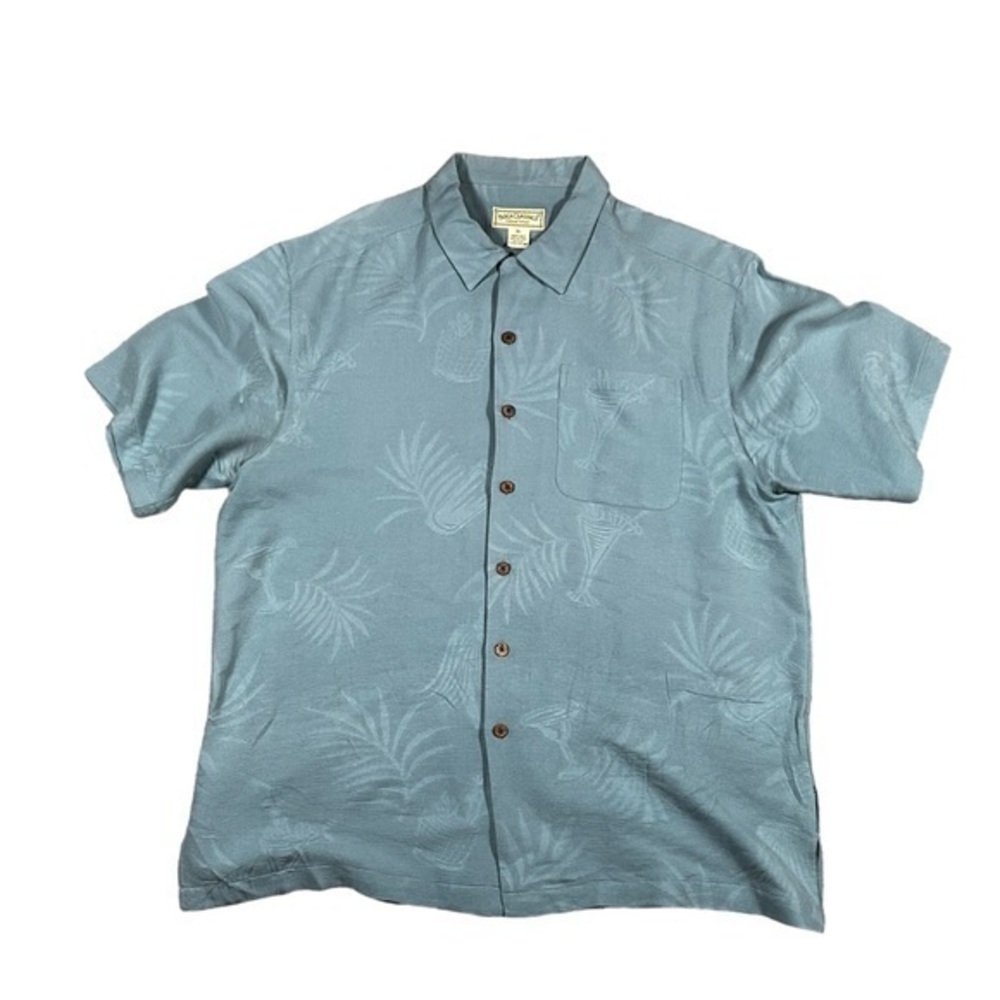 Boca Classics Island Wear Men’s‎ Silk Hawaiian Shirt XL Woody Buttons Blue Aloha